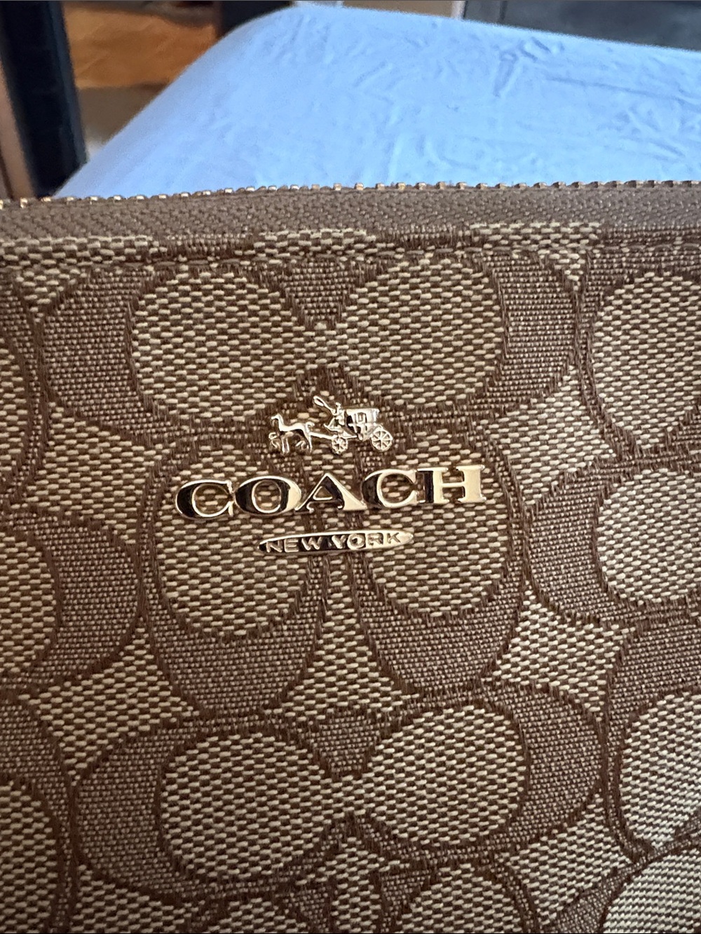 Coach Tan Signature Canvas Crossbody with Gold Hardware - Picture 8 of 11